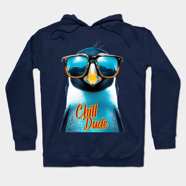 Penguin Chill Dude Summer Cool Hoodie by AI - Made Me Do It